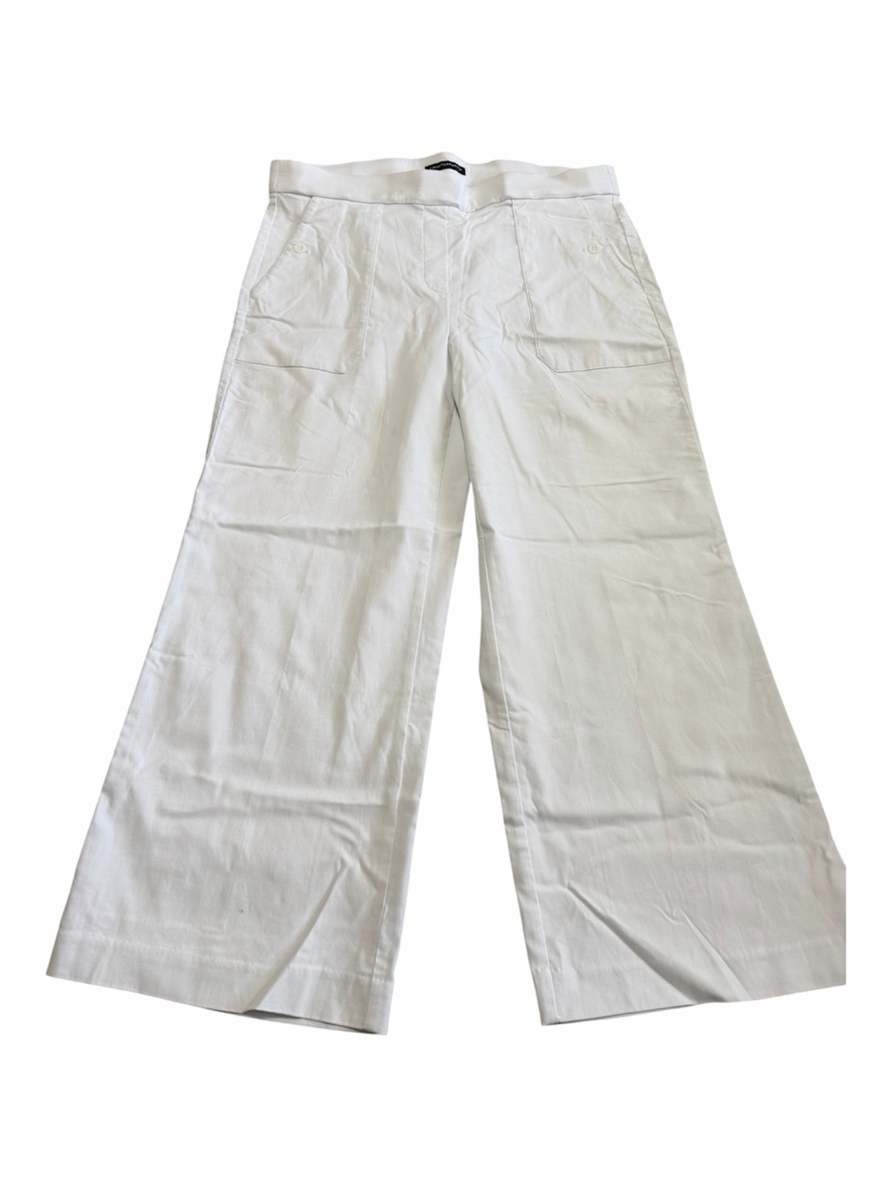 Boho Wide Leg Deep Pocket Lightweight White Pull On Pants Size XL Elastic Baggy